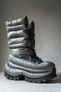 Inflated Winter High Boots on Solid Background. Generative AI