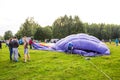 Pereslavl-Zalessky, Yaroslavl region / Russia - July, 20, 2019: Inflating and installing balloons to start at the festival of Aero