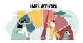 Inflation concept. Finding a solution to the problem offers. financial crisis management process. Inflation estimator or gauge. Royalty Free Stock Photo