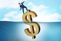 Inflation concept with sinking dollar sign Royalty Free Stock Photo