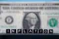 Inflation deflation on dollar currency in the market. Increasing and decreasing value of money