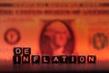 Inflation deflation on dollar currency in the market. Increasing and decreasing value of money