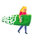 Inflation Dollar Bill Sprayed In Woman Hand Vector