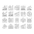 Inflation Financial World Problem Icons Set Vector