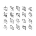 Inflation Financial World Problem isometric icons set vector
