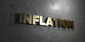 Inflation - Gold text on black background - 3D rendered royalty free stock picture