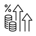 Inflation graph rate rise percentage analysis icon