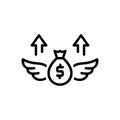 Black line icon for Inflation, monetary and economic