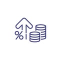 Inflation line icon finance interest rate. Inflation raise arrow amount graph vector accounting.