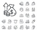 Inflation line icon. Growth or Increase price sign. Cash money, loan and mortgage. Vector
