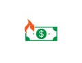 Inflation, money, fire icon. Vector illustration.