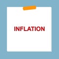 inflation post it on blue Royalty Free Stock Photo