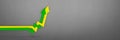 Inflation, rising inflation. Rising prices. Yellow and green arrows intertwined on the chart pointing up, gray Royalty Free Stock Photo