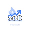 Inflation symbol with a growing pricing curve and percentage symbol Royalty Free Stock Photo