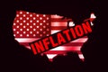Inflation Taking Over the United States more than ever, Abstract 3D Rendered Map with Red alarming color about inflation