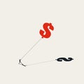 Inflation vector concept. Symbol of price rise, money value decrease, dollar sign. Minimal illustration.