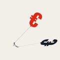 Inflation vector concept. Symbol of price rise, money value decrease, euro sign. Minimal illustration.