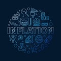 Inflation vector round blue outline banner - Hyperinflation vector illustration