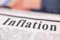 Inflation written newspaper Royalty Free Stock Photo