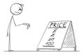 Inflation, You Buy Less For Your Money , Vector Cartoon Stick Figure Illustration