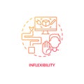 Inflexibility red gradient concept icon