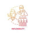 Inflexibility red gradient concept icon