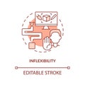 Inflexibility terracotta concept icon