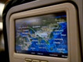 Inflight information on monitor screen on flight from Moscow to Ho Chi Minh City Royalty Free Stock Photo