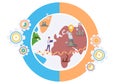 Global pollution problem. Influence of factories around the world. Impact of human activity