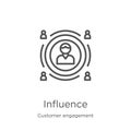 influence icon vector from customer engagement collection. Thin line influence outline icon vector illustration. Outline, thin Royalty Free Stock Photo