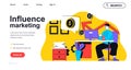 Influence marketing concept for landing page template. Vector illustration Royalty Free Stock Photo