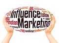 Influence marketing word cloud hand sphere concept