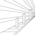 Influence of perspective on columns, Ponzo geometrical optical illusion Royalty Free Stock Photo