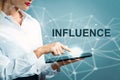 Influence text with business woman