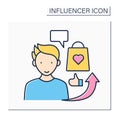 Influencer advertising color icon