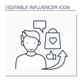 Influencer advertising line icon