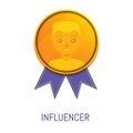 Influencer gold medal award badge for media concept