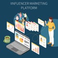 Influencer Isometric Marketing Composition Royalty Free Stock Photo