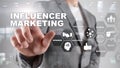 Influencer marketing concept in business. Technology, Internet and network. Abstract background mixed media. Royalty Free Stock Photo