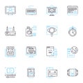 Influencer marketing linear icons set. Branding, Engagement, Content, Social media, Reach, Influencers, Trust line