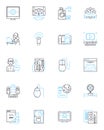 Influencer marketing linear icons set. Branding, Engagement, Content, Social media, Reach, Influencers, Trust line Royalty Free Stock Photo