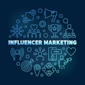 Influencer Marketing vector circular blue outline illustration Royalty Free Stock Photo