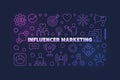 Influencer Marketing vector colored outline horizontal banner Royalty Free Stock Photo