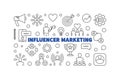 Influencer Marketing vector concept thin line horizontal banner Royalty Free Stock Photo