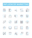 Influencer marketing vector line icons set. Influencer, Marketing, Social, Content, Engagement, Strategy, Reach Royalty Free Stock Photo