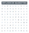 Influencer marketing vector line icons set. Influencer, Marketing, Social, Content, Engagement, Strategy, Reach Royalty Free Stock Photo