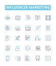 Influencer marketing vector line icons set. Influencer, Marketing, Social, Content, Engagement, Strategy, Reach Royalty Free Stock Photo