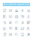 Influencer marketing vector line icons set. Influencer, Marketing, Social, Content, Engagement, Strategy, Reach Royalty Free Stock Photo