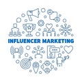 Influencer Marketing vector round concept outline illustration Royalty Free Stock Photo