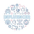 Influencer vector round creative thin line illustration or banner